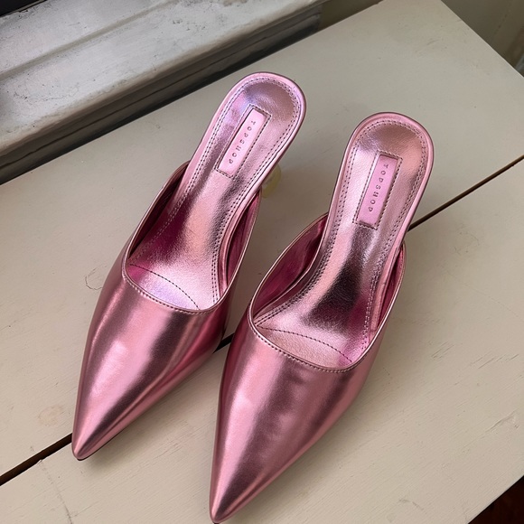 Topshop metallic pink mules size 39 - Picture 3 of 9